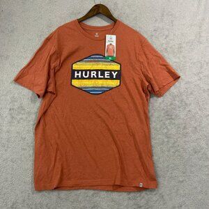 NEW Hurley Mens XL Graphic Logo T-Shirt Rust Orange Crew neck